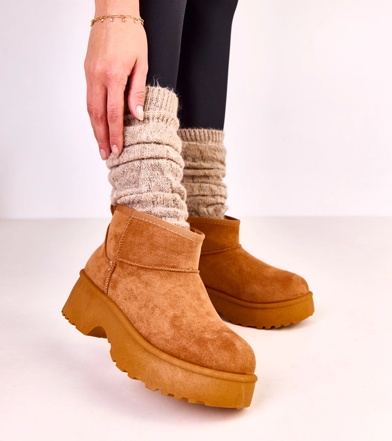 Cizme de zăpadă maro joase din piele ecologică Joshua