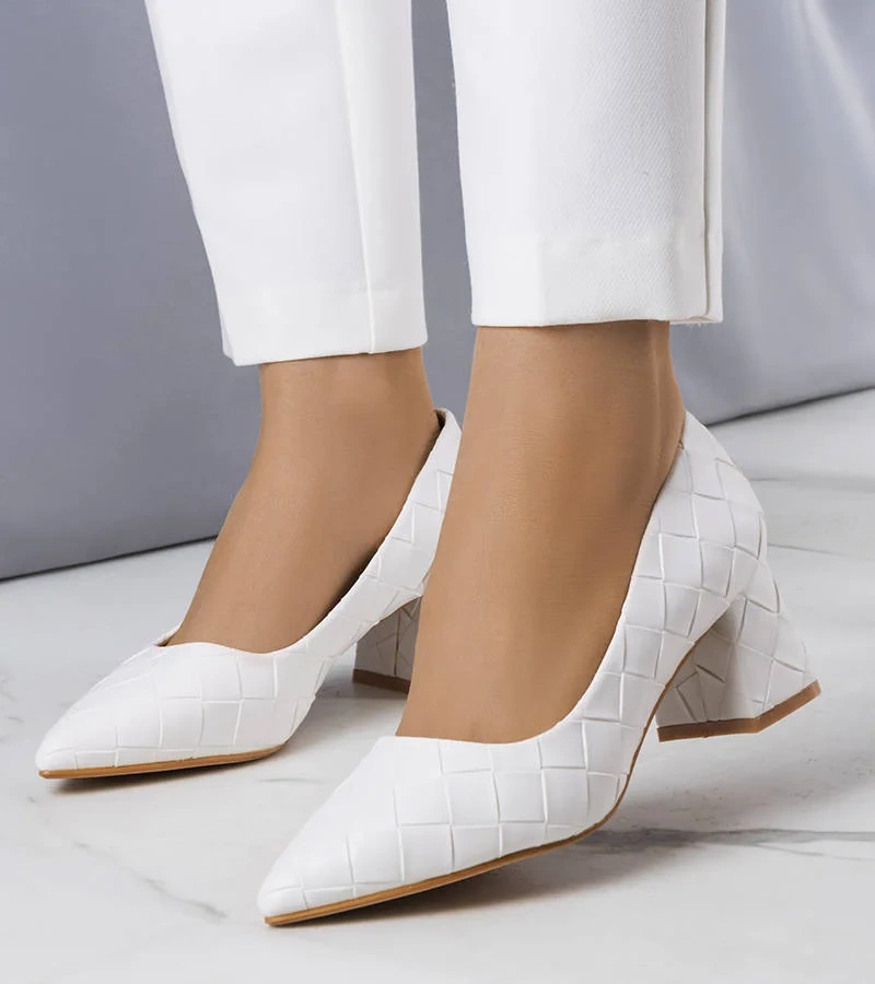 Pantofi cu toc alb Migne