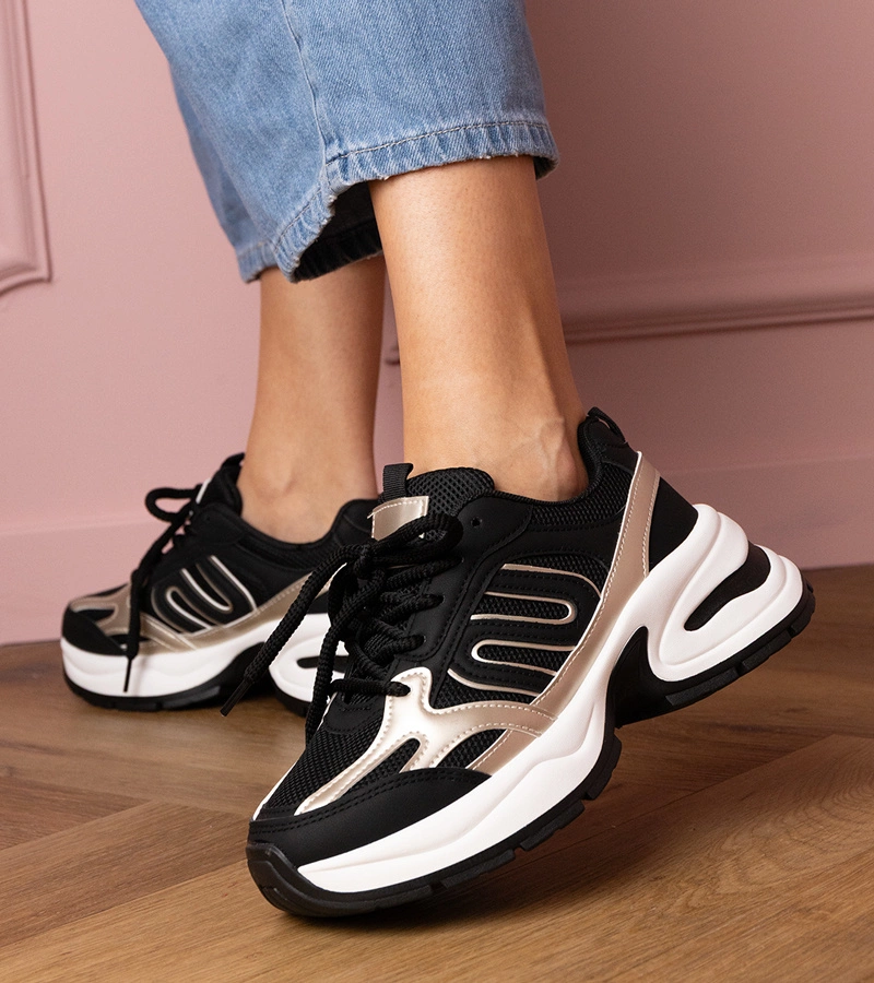 Adidași sport negri cu talpă masivă Aries