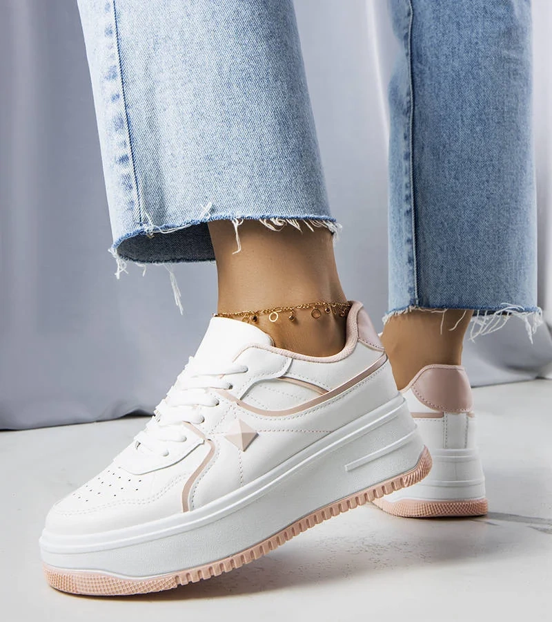 Adidași cu platformă albă și roz de Lepage