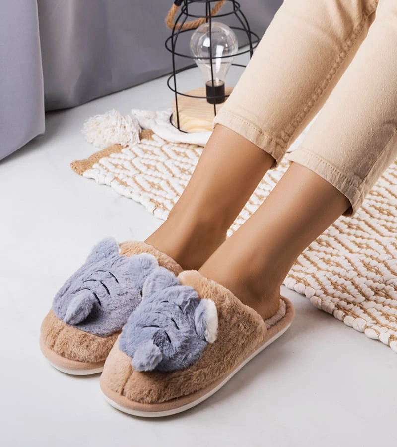 Papuci moi Bee bej și gri