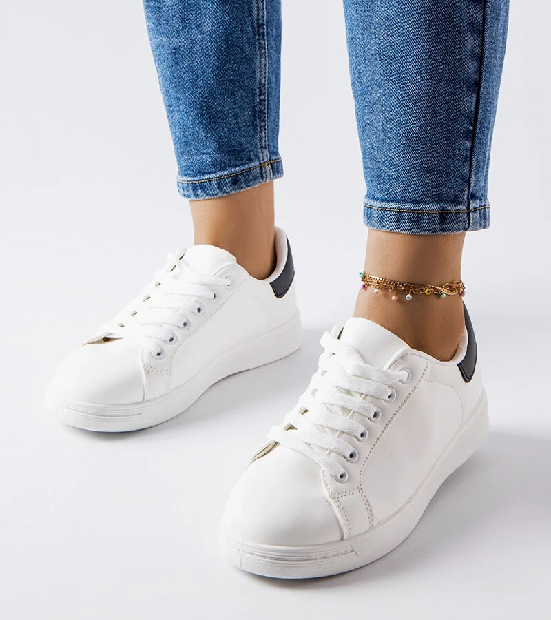 Pantofi de sport albi cu inserție neagră Ingle