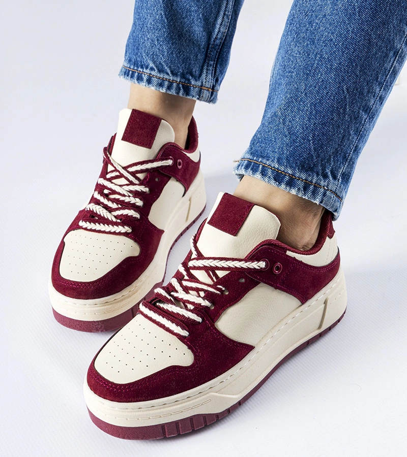 Sneakersi bordo pe platformă Crim