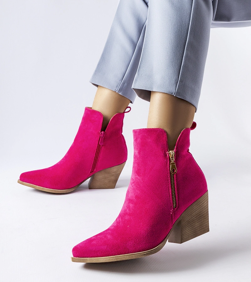 Cizme de cowboy roz înfrumusețate cu fermoar Trevisani