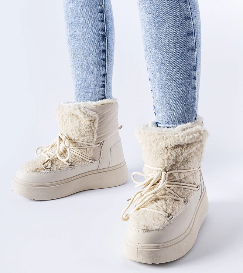 Cizme de zăpadă bej cu platformă masivă Elvio