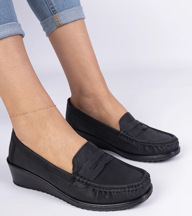 Mocasini negri de damă pe pană Zorani