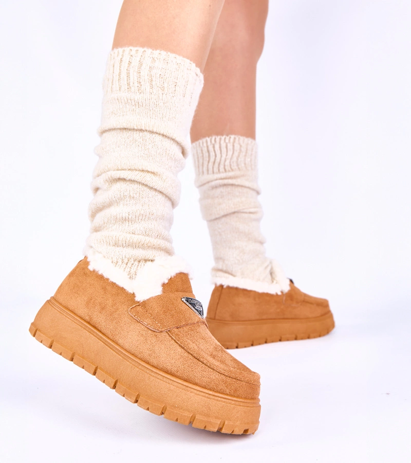 Mocasini maro pe platformă îmblăniți Kirby