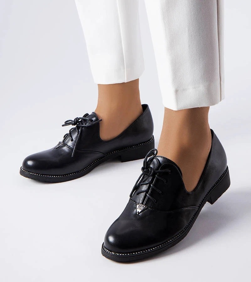 Mocasini decorativi negri Lajoie