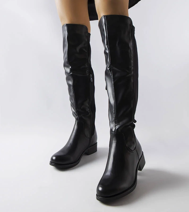 Cizme negre din piele ecologică de la Muijsi