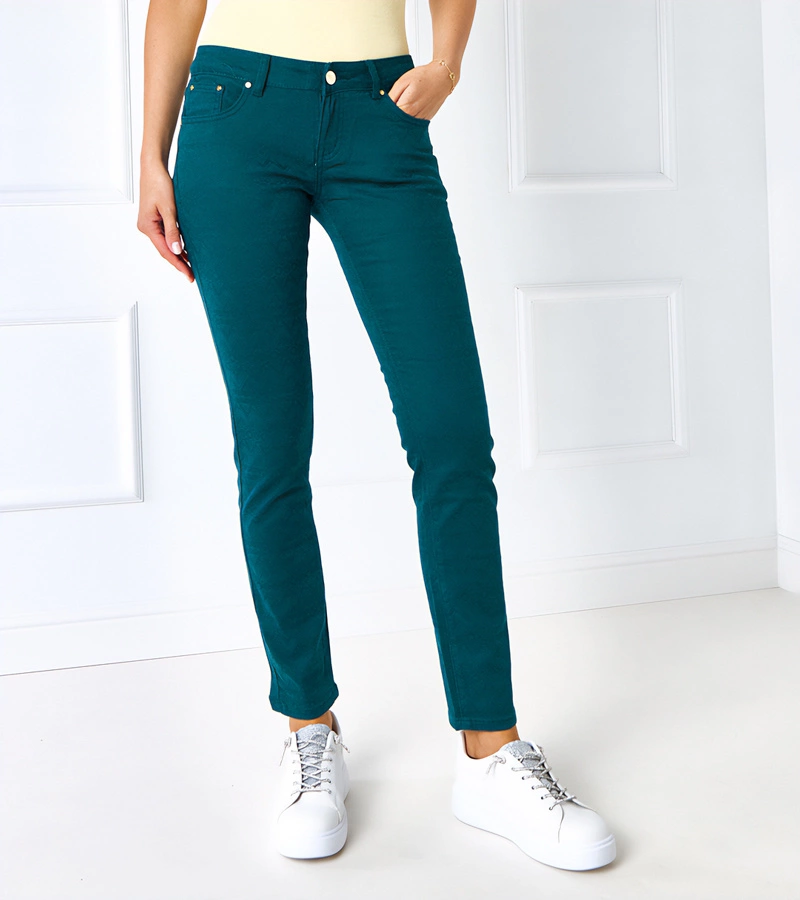 Pantaloni negri din material cu curea Sylvain