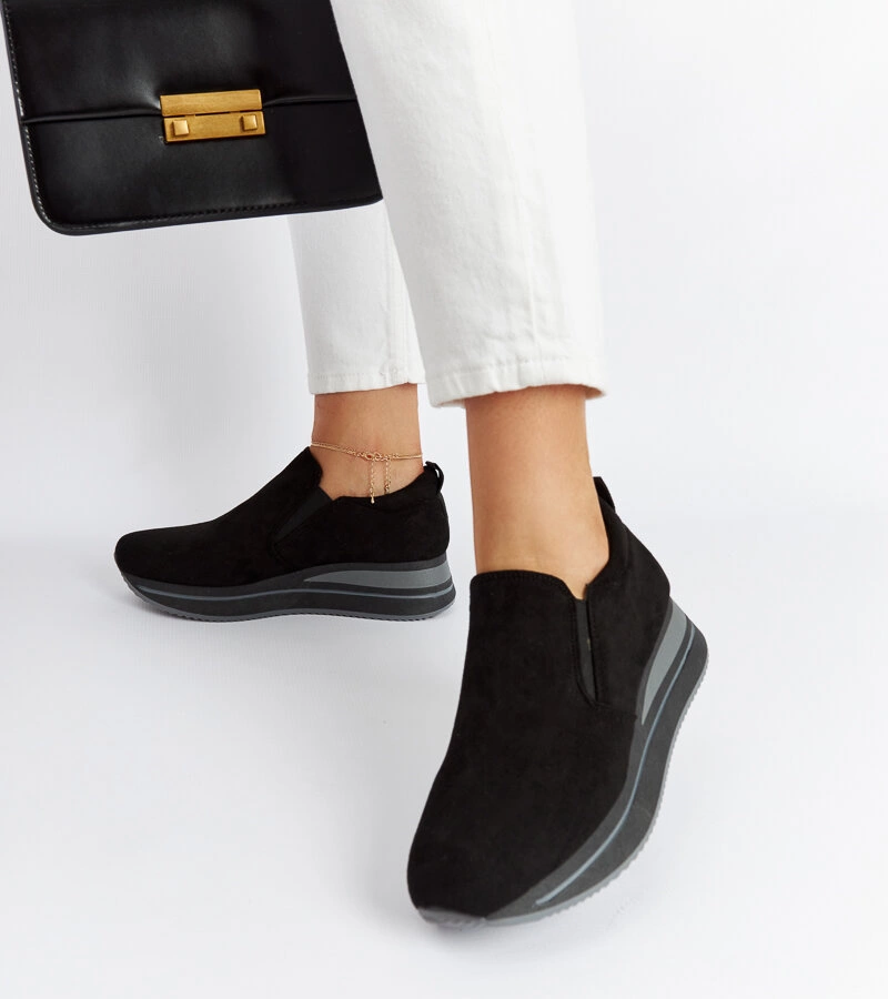 Adidași negri cu platformă Cliffside