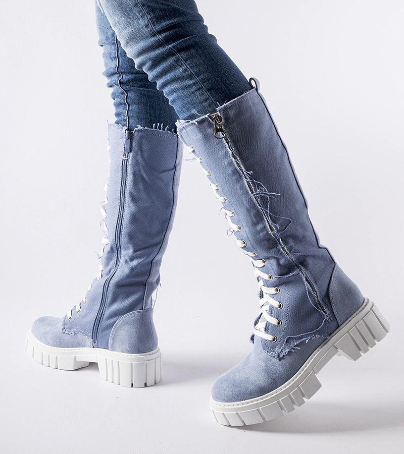 Cizme Palmer căptușite cu material albastru