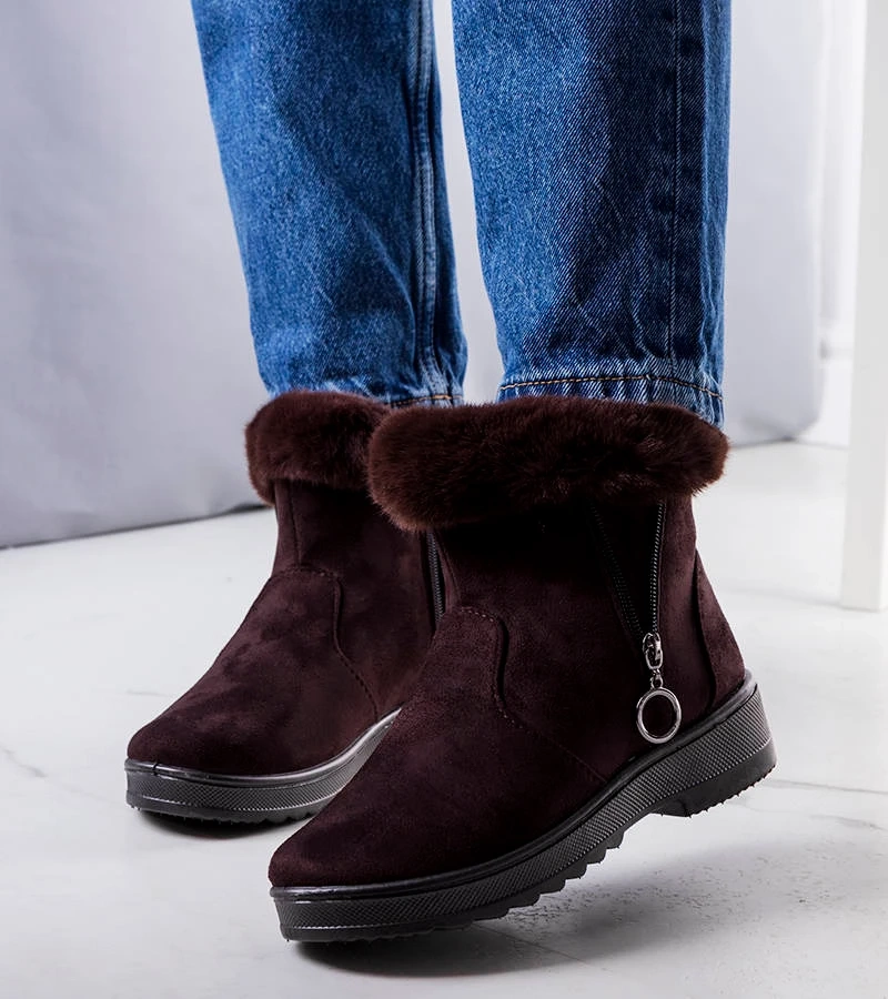 Cizme de zăpadă izolate maro cu fermoar Katalina