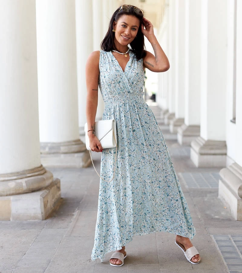 Rochie albastră cu flori Napolitano