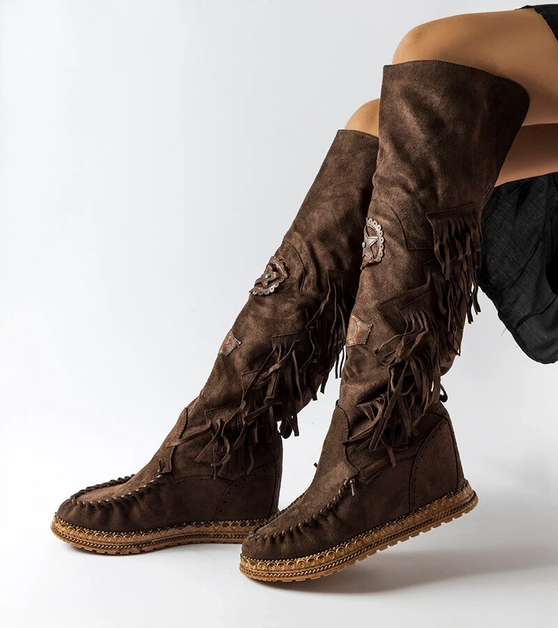 Cizme maro Cascia pe tocuri