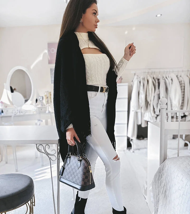 Cuvertură de pat cu franjuri negre de Noah