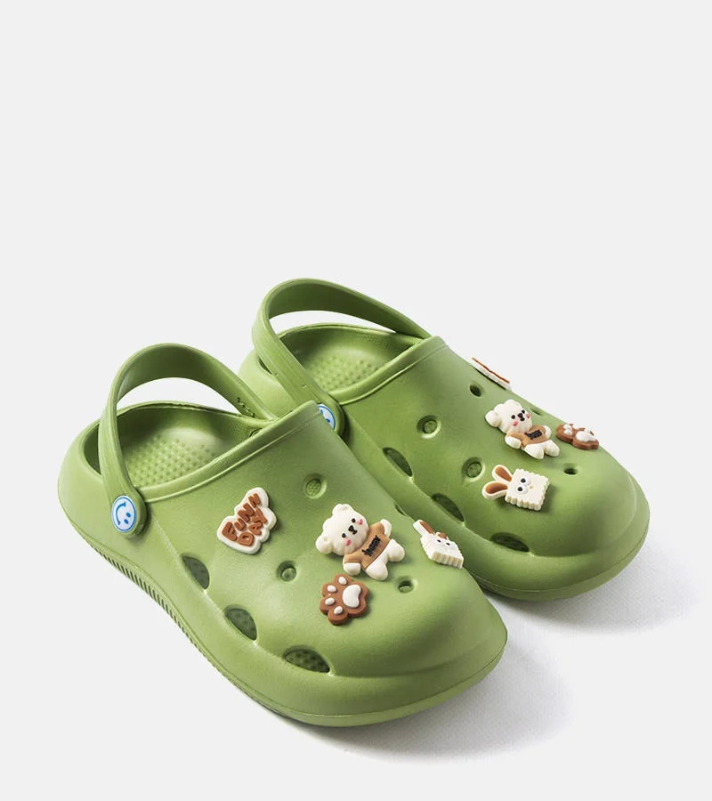 Șlapi verzi cu nasul acoperit Daviau