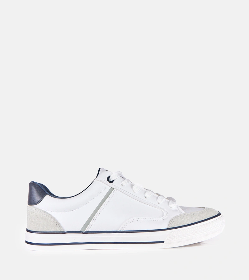 Pantofi sport albi pentru bărbați cu inserții bleumarin William