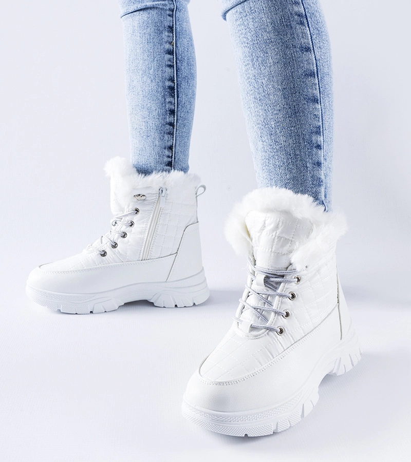 Cizme de iarnă albe cu căptușeală, pe platformă, Dwayn.