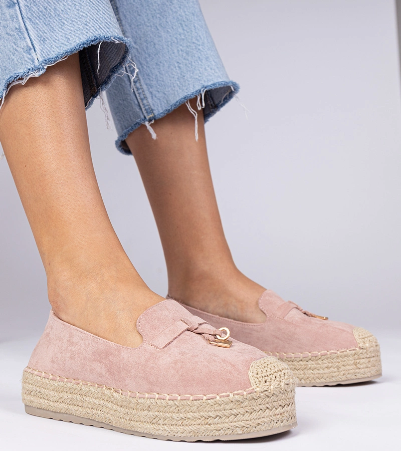 Espadrile roz cu talpă groasă Elviola