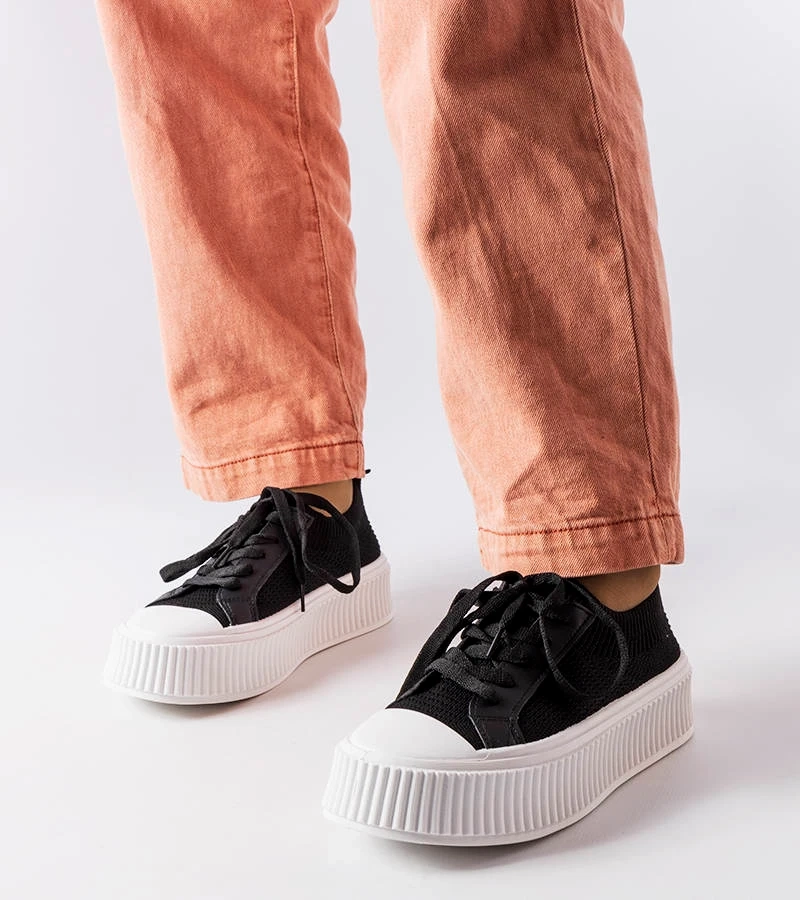 Pantofi de sport cu platformă din material textil negru Mallus