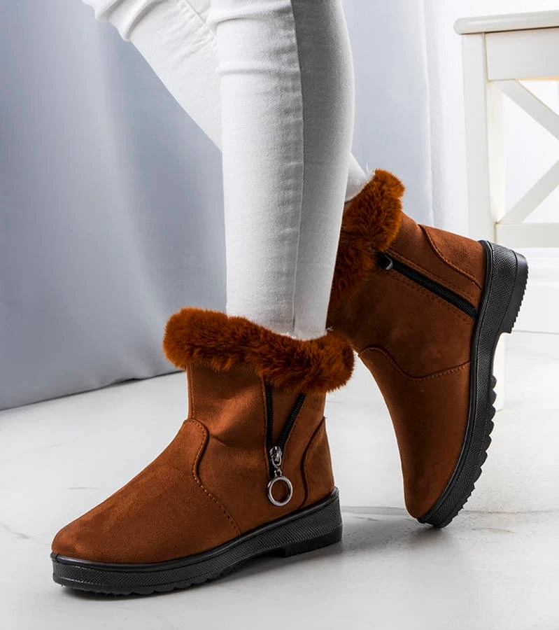 Cizme de zăpadă izolate cu fermoar Katalina, de culoare cămilă