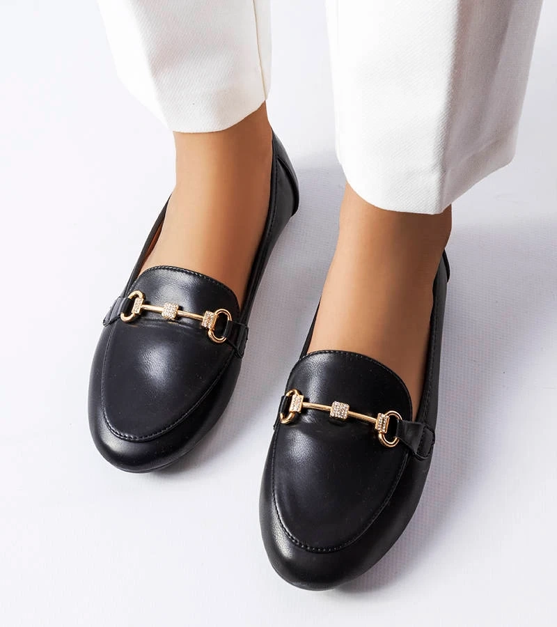 Mocasini decorativi negri Lejeune