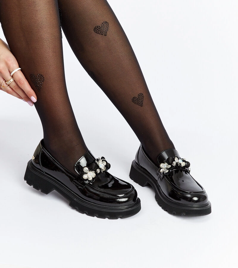 Mocasini negri din piele lăcuită GOE NN2N4200