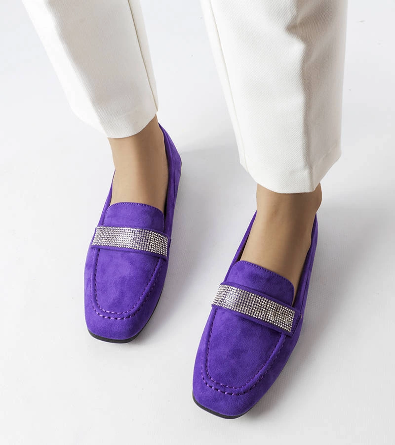 Mignonette mocasini mov cu zirconii