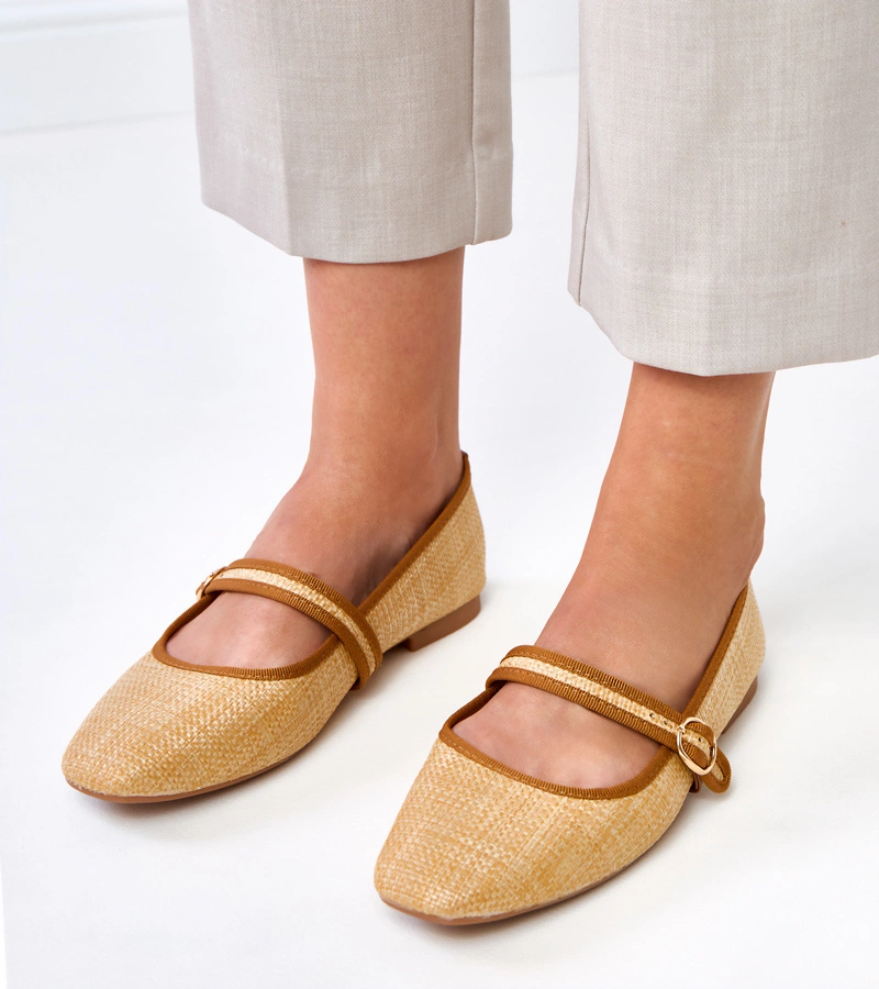 Balerini împletiți bej cu cataramă Nonana