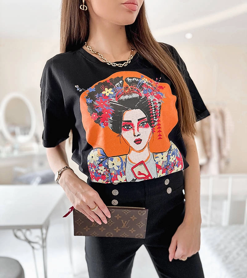 Tricou negru cu croială largă de Ferrovia