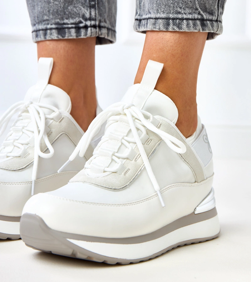 Adidași albi cu platformă ascunsă Ramona