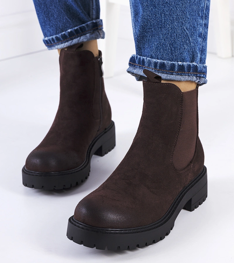 Cizme Ecrin maro din piele ecologică