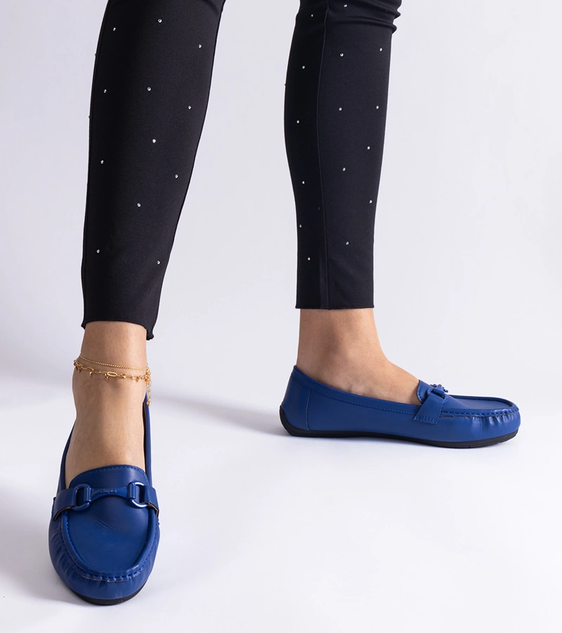 Mocasini clasici albaștri din piele ecologică Pelayo