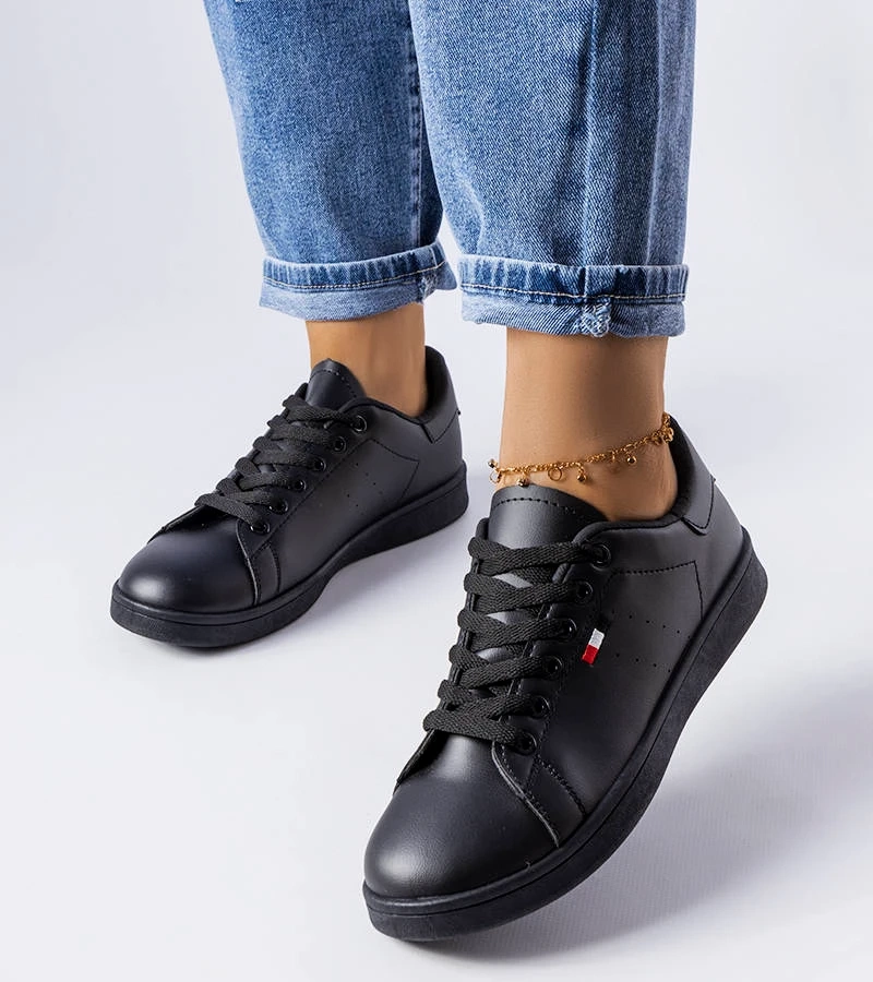 Adidași din piele ecologică neagră Mothé