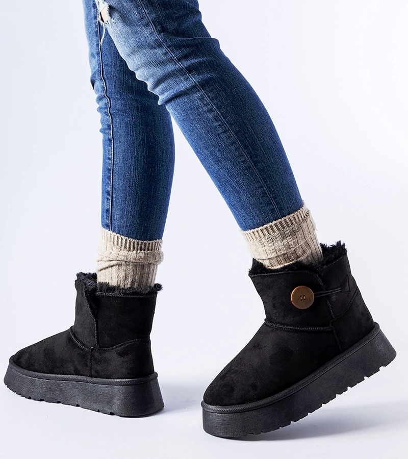 Bocanci negri călduroși cu nasture Ronco