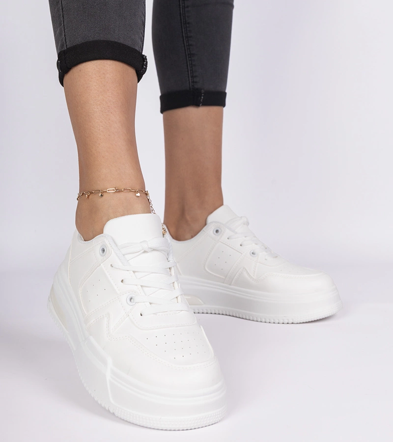 Adidași albi de damă cu talpă groasă Rossio