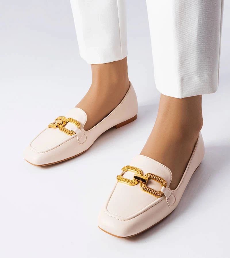 Mocasini bej cu cataramă Rousseau