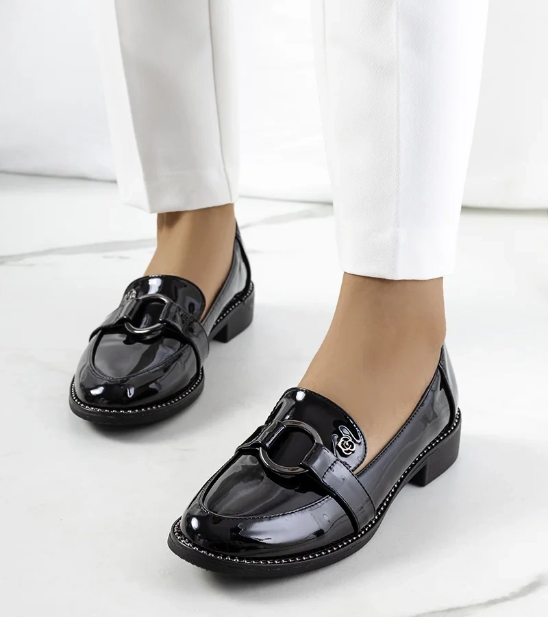 Pantofi de jumătate Aveni lăcuită neagră