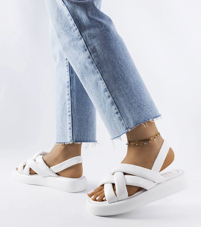 Șlapi cu platformă albă Primeau