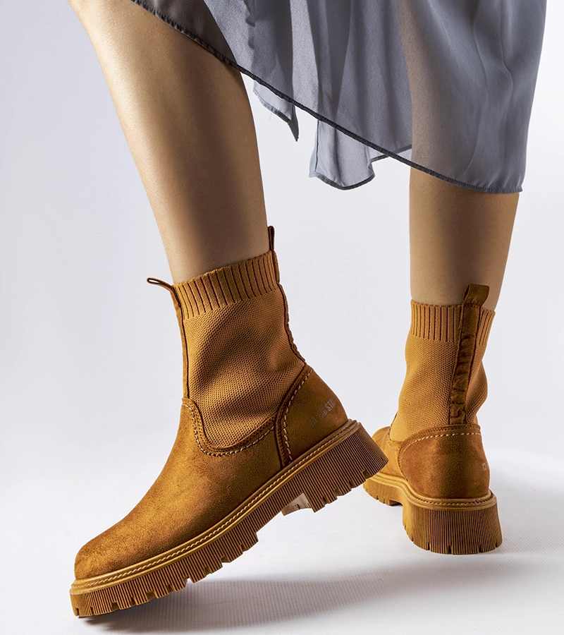 Cizme maro din imitație de catifea Big Star MM274541