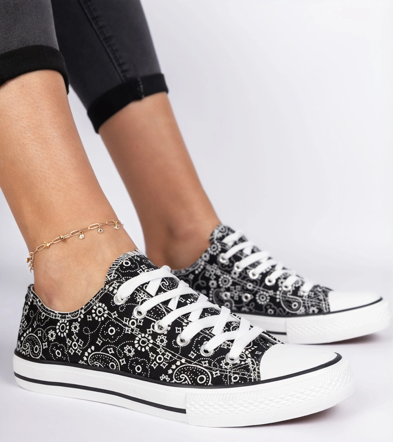 Tenisi negri de damă din material în stil aztec Kalusa