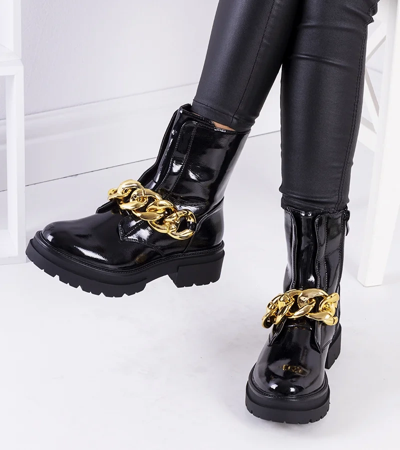 Cizme Goldenleaf lăcuite negru