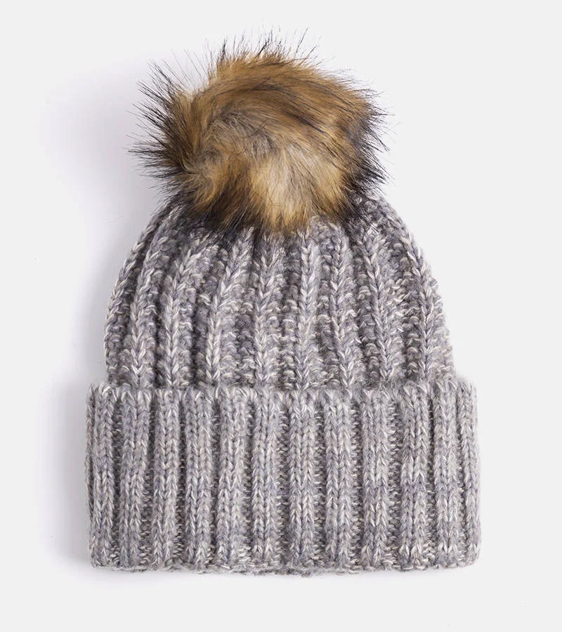 Șapcă gri pentru femei cu pompon Thalia