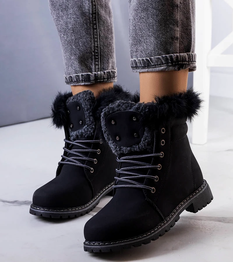 Cizme izolate negre cu blană Rosmina