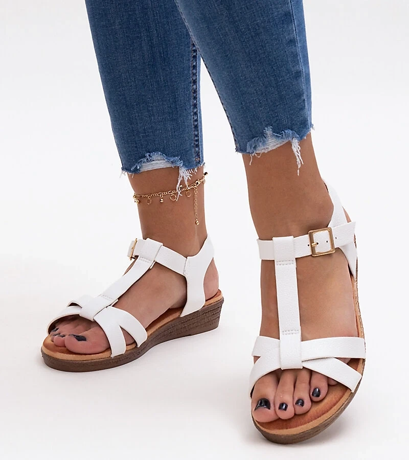 Sandale albe cu platformă joasă Sherine