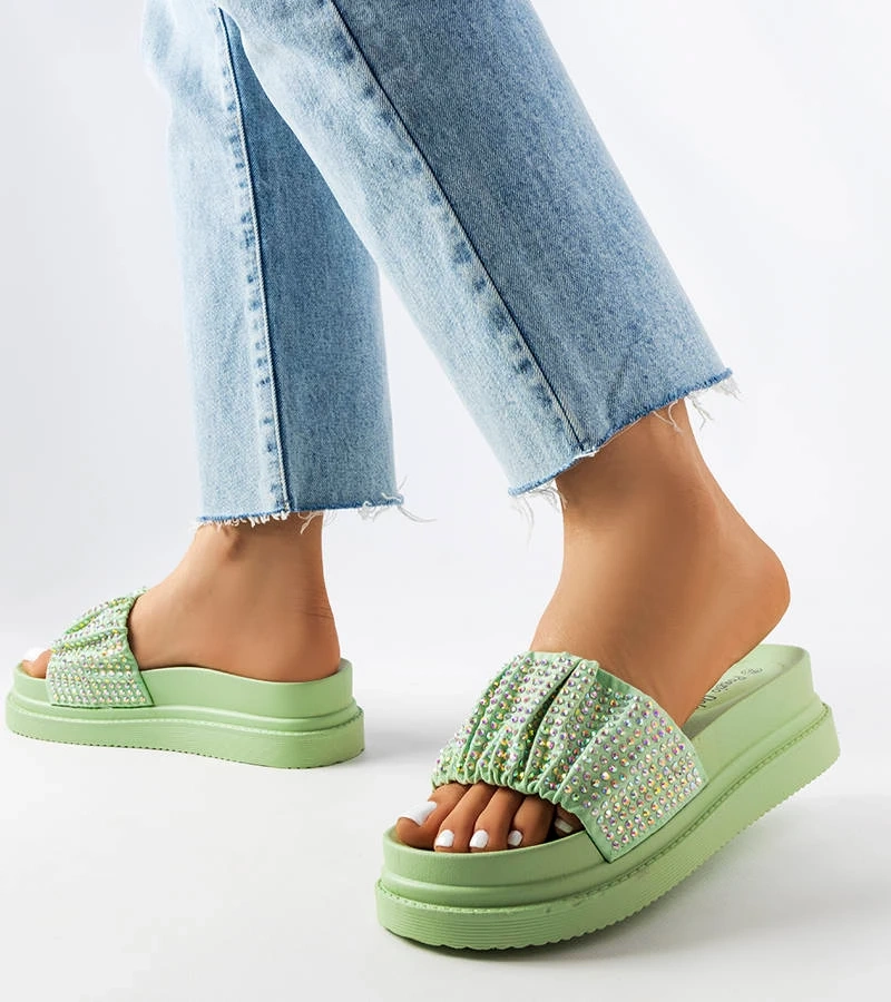 Șlapi verzi cu zirconii Franet