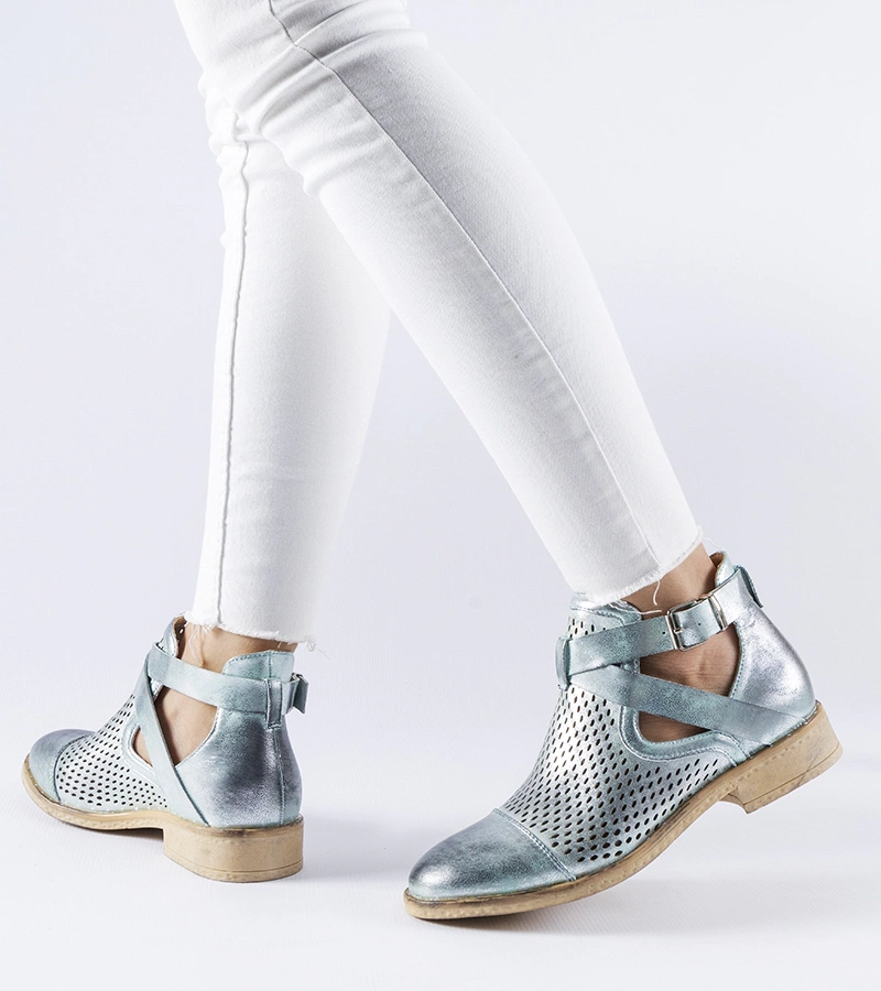 Botine Kooter verzi decupate cu model ajurat