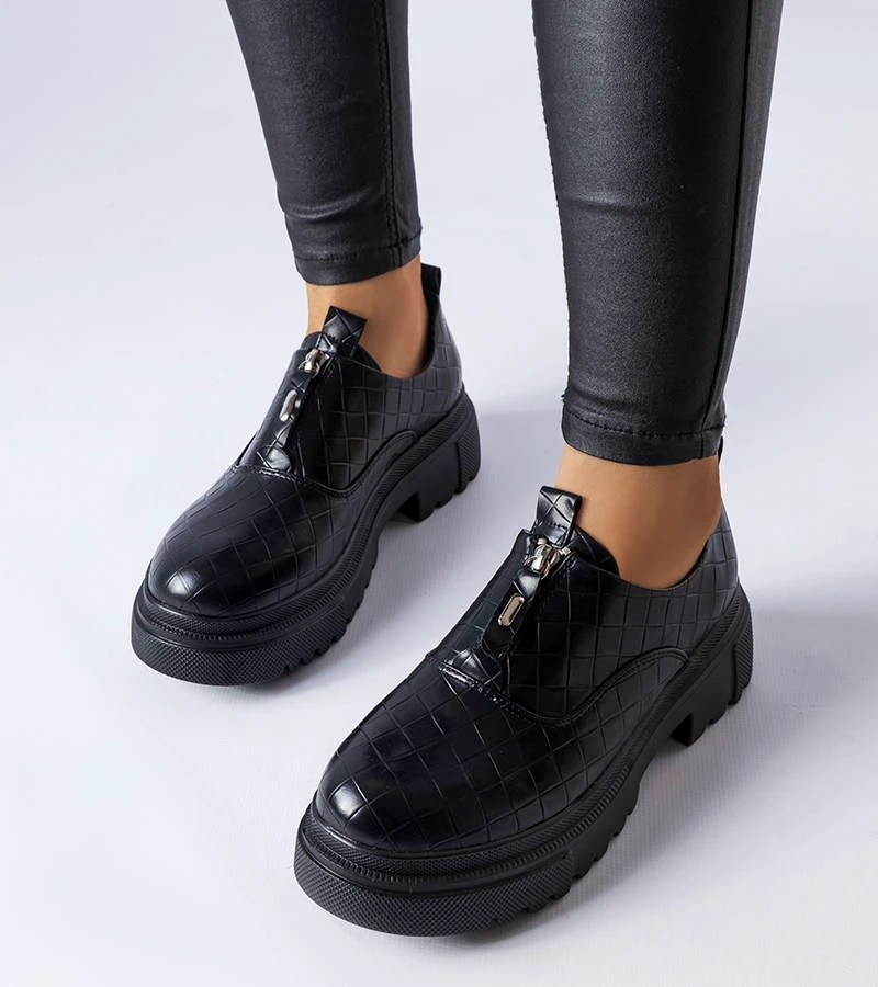 Pantofi cu tocuri negre în relief Travers