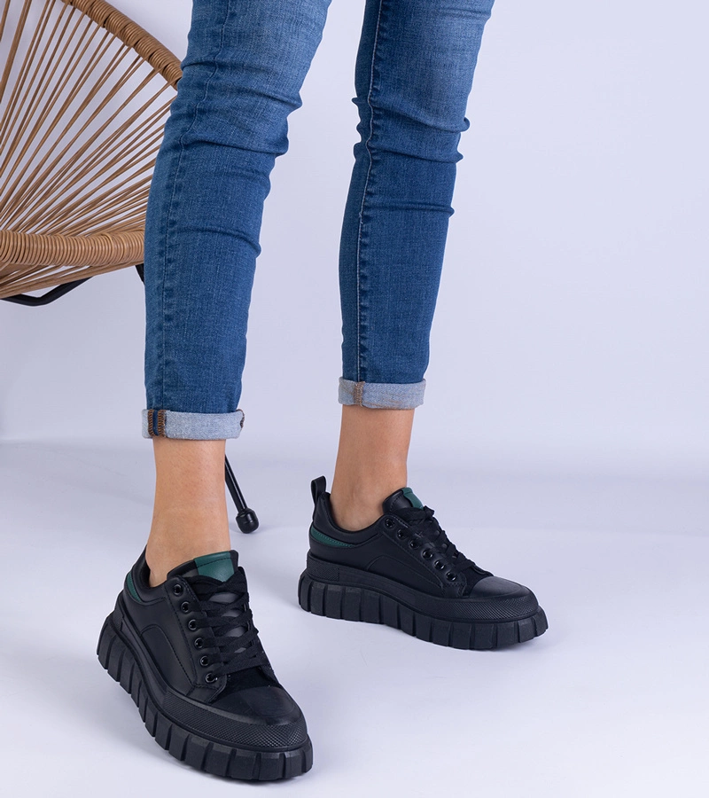 Adidași negri de damă cu platformă înaltă Nerada